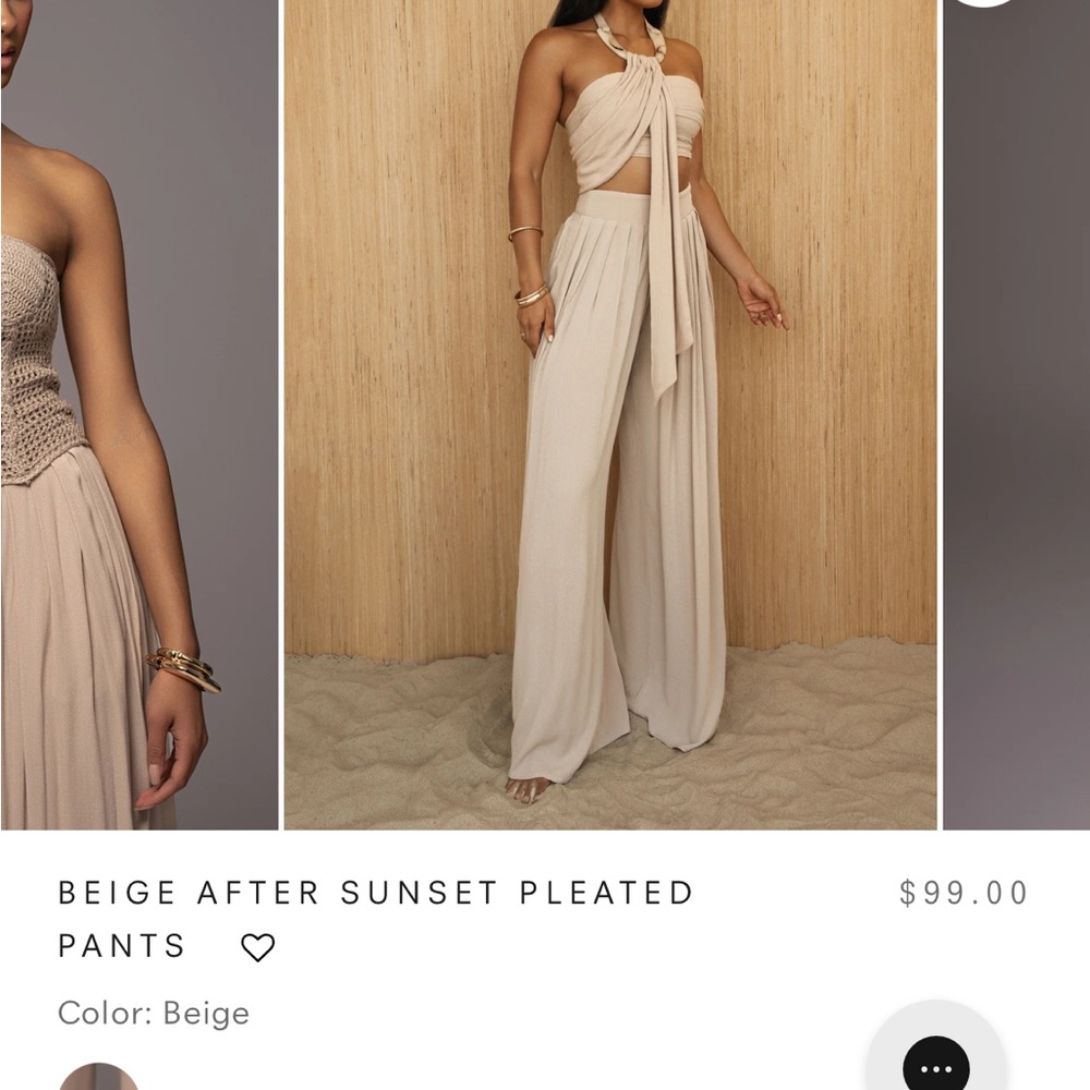 Beige Pleated Pants